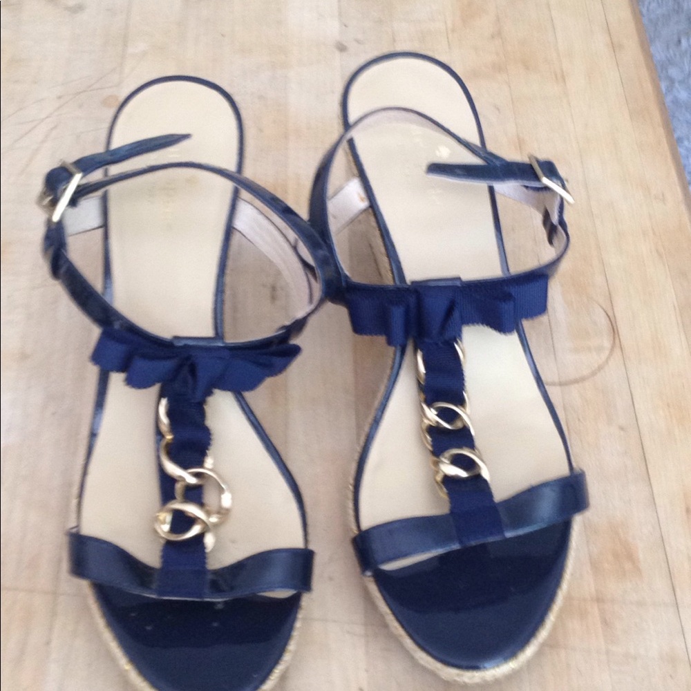 Kate spade navy sandals with gold hardware size 10